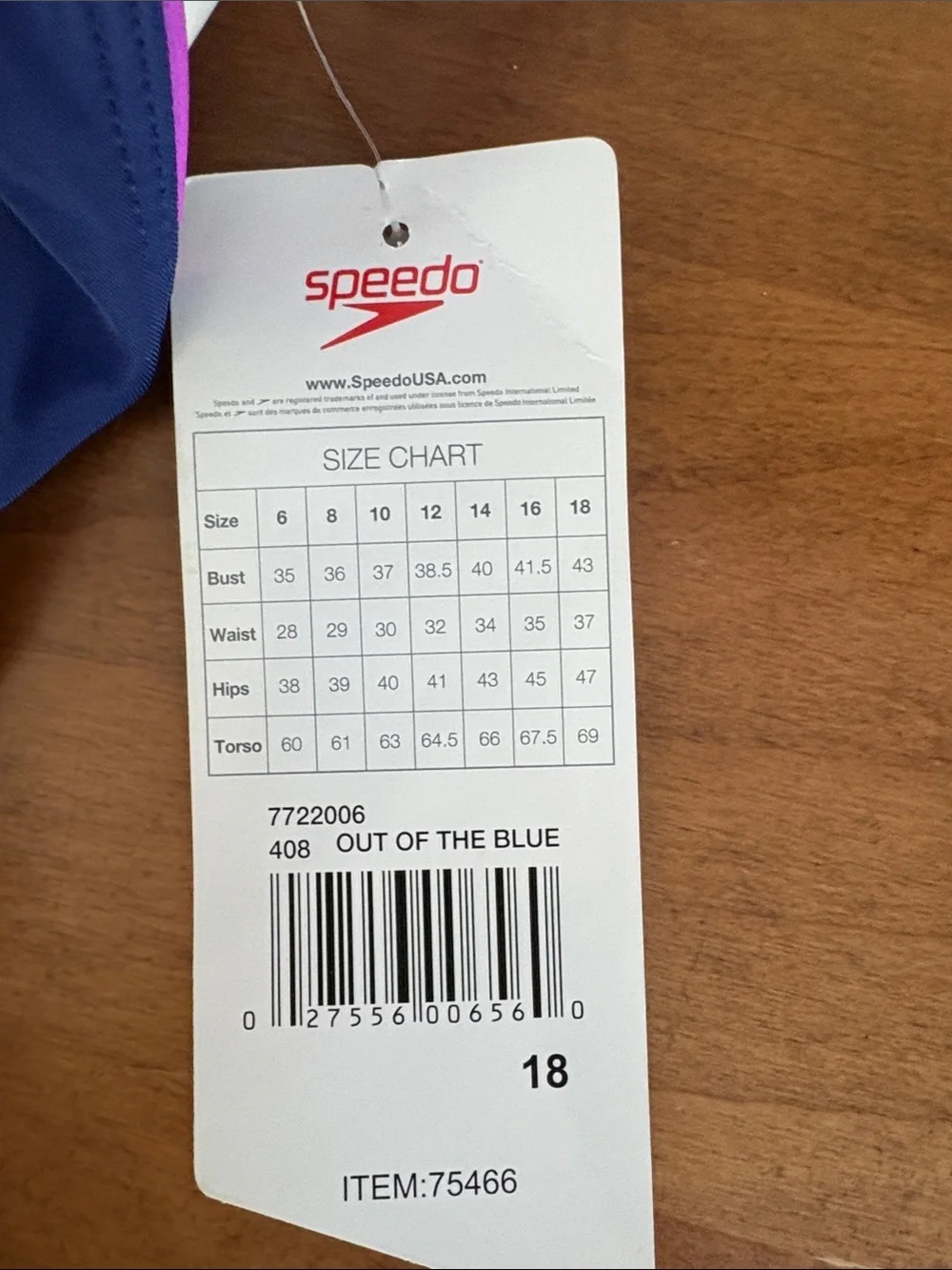 Speedo NWT Blue One-Piece Swimsuit with Pink Trim Size 18